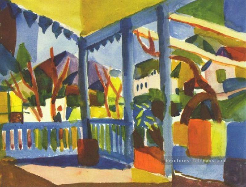 Terrasse De La Maison De Campagne À St Germain August Macke Peintures à l'huile